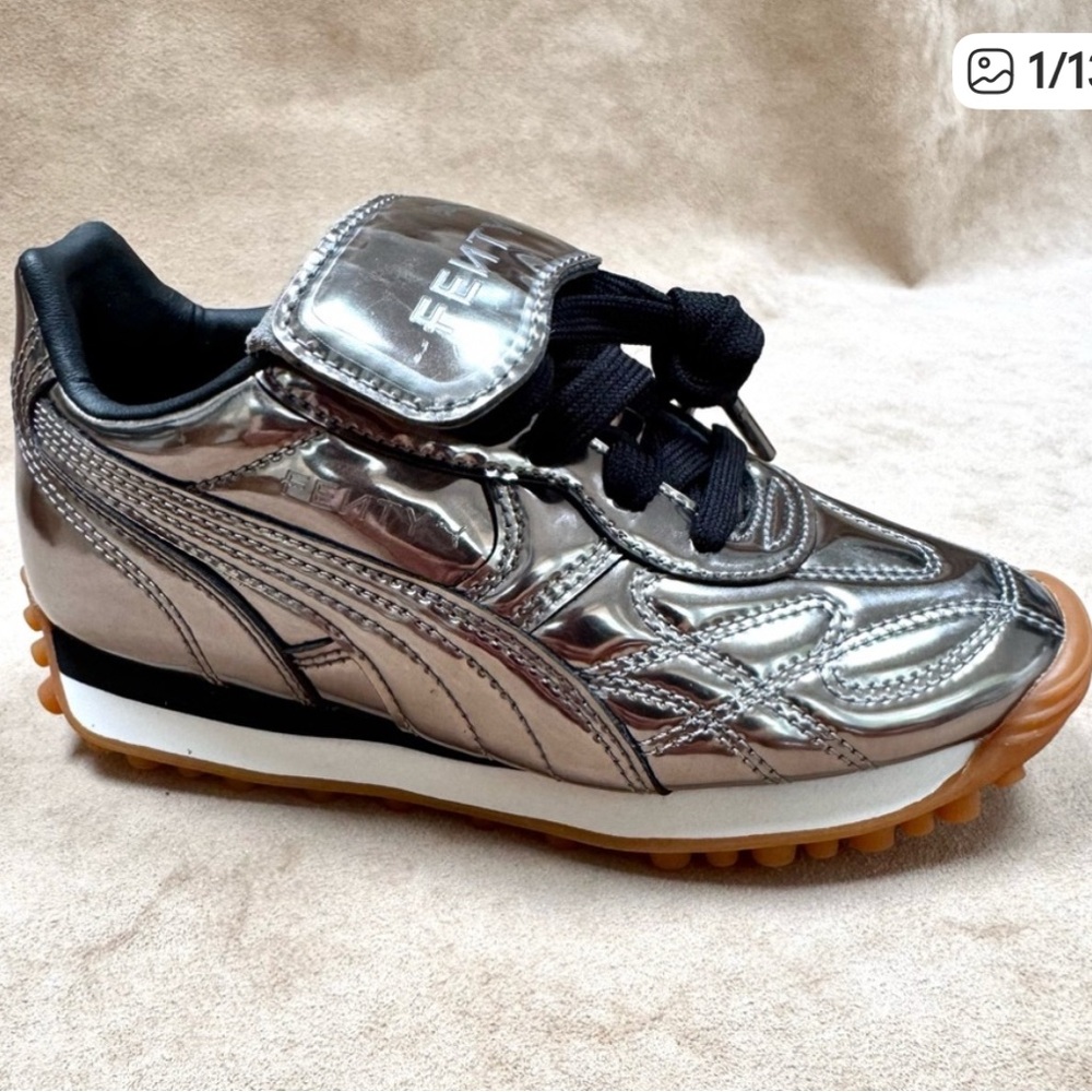 Puma - Rihanna Fenty Silver Luxury Shoe w/Velvet Dust Bag & Original Box - EUC